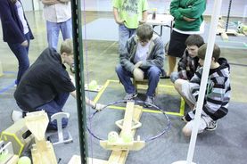 MS BEST 2012 Mall Day Festivities - The SCS CougarBots test the playing field.
